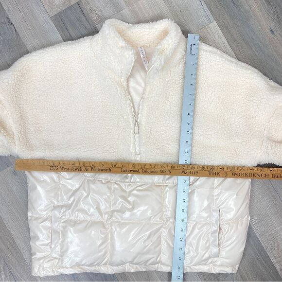 Fabletics Nelly Mixed Media Teddy Pullover Jacket Cream XL Half Zip - Picture 15 of 15